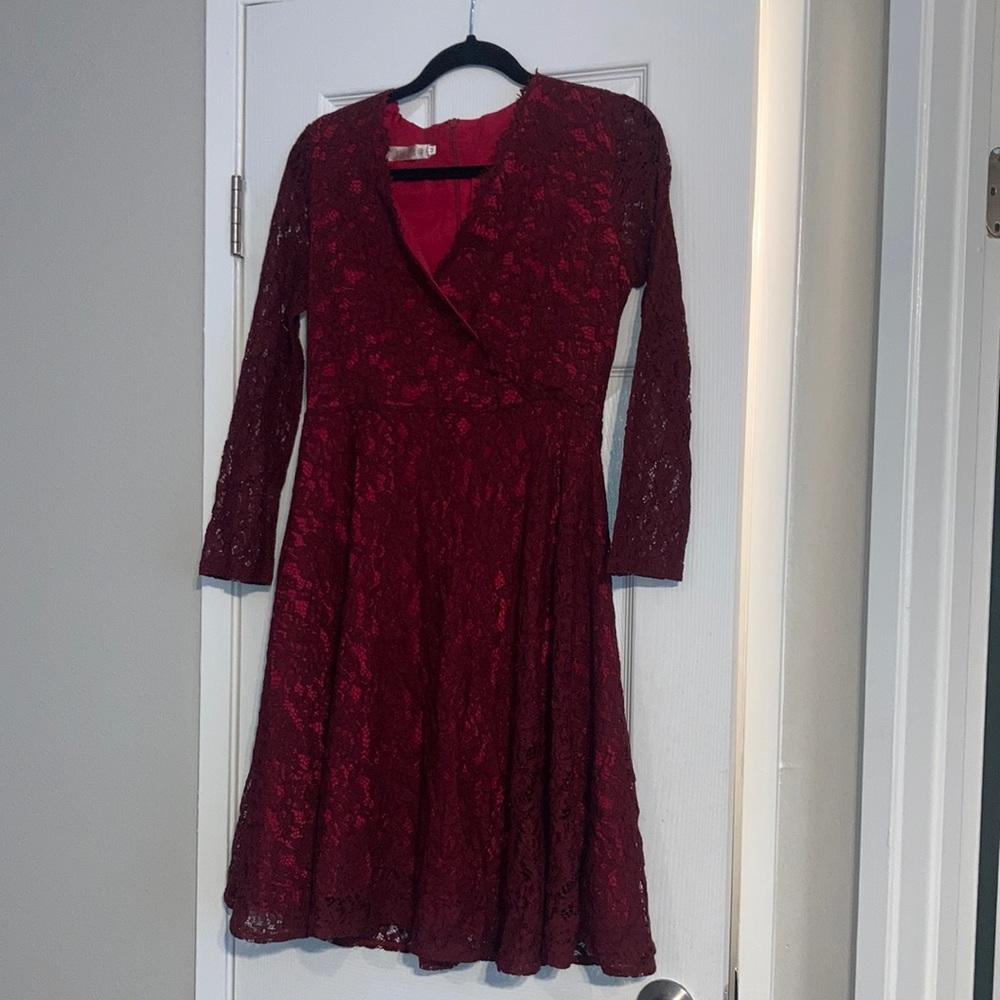 Wine lace dress